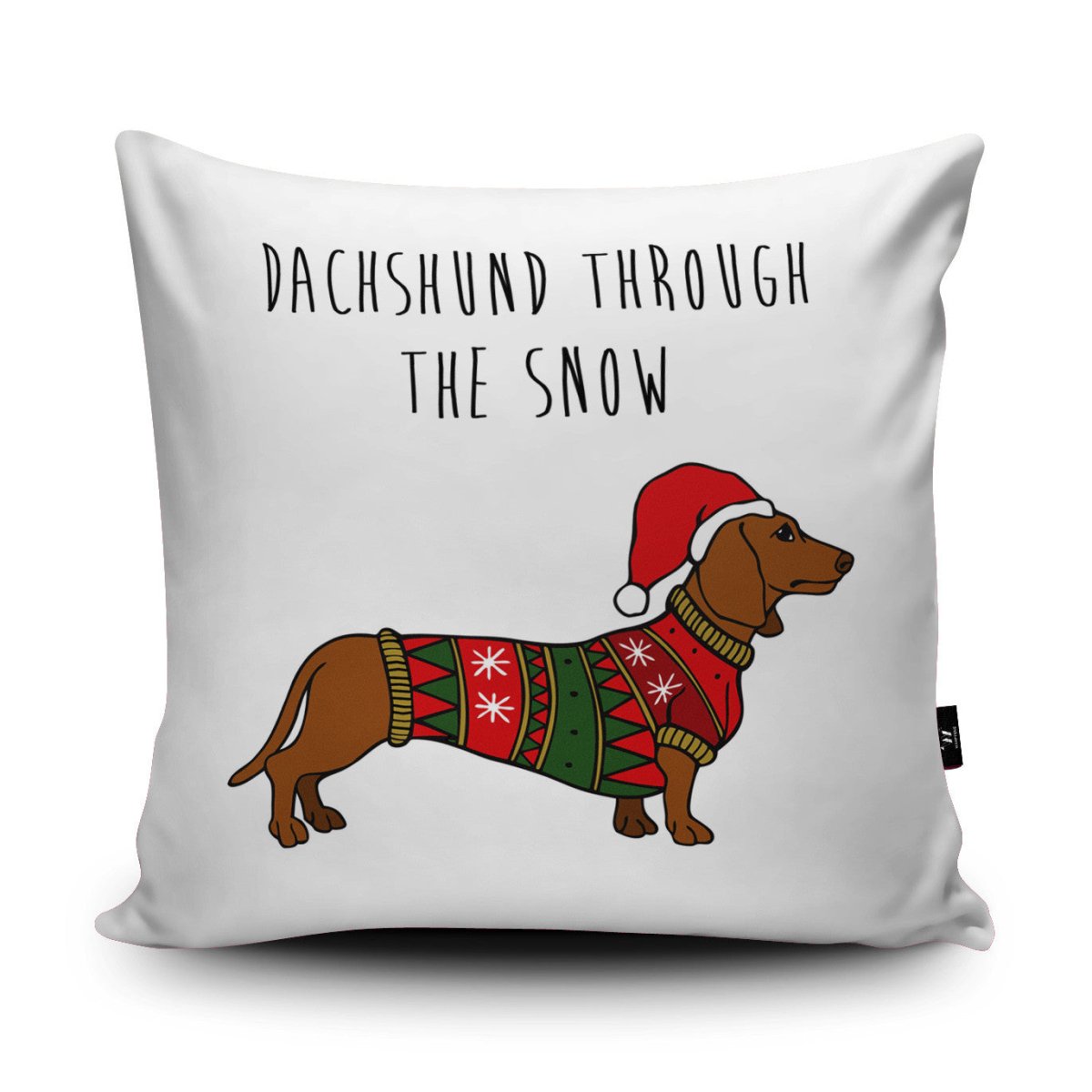 Dachshund through the outlet snow pillow